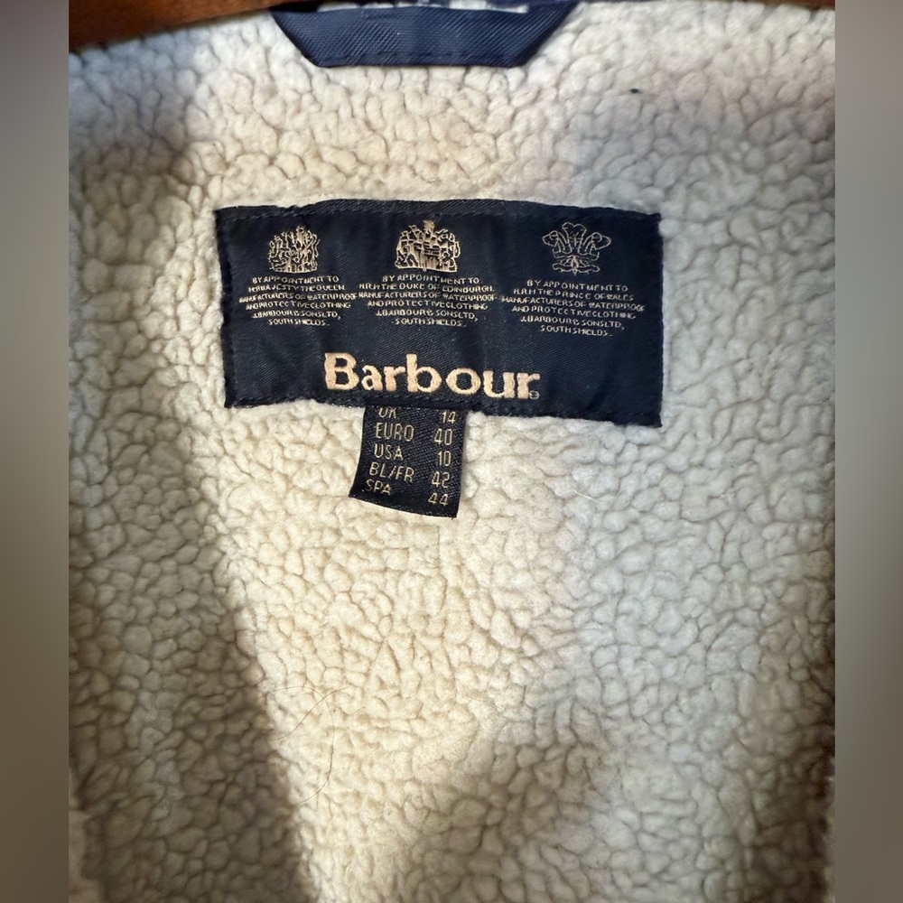 Barbour Carribena Wax Jacket US10 UK14 Black Coat Detachable Fur Fleece Lined - Picture 6 of 14